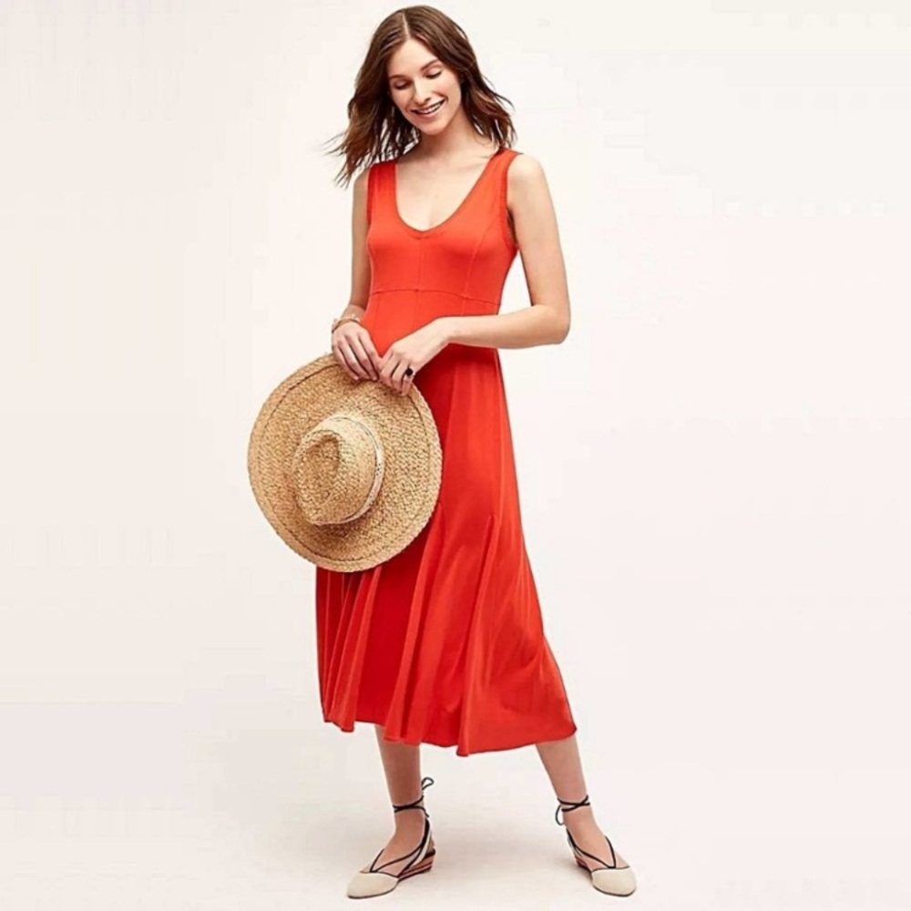 Maeve Anthropologie Rouge Abroad Godet Midi Dress